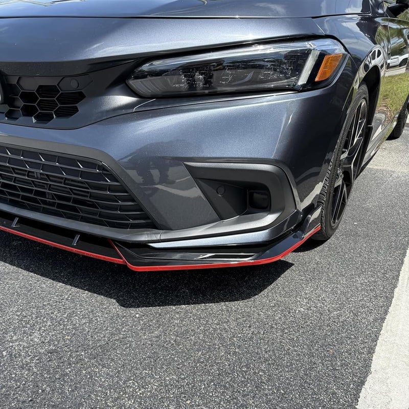 Gear Up Front Bumper Lip for Honda Civic 11th Gen 2022-2024 PP Front Lip Splitter Spoiler(Red&Black) - Image 5
